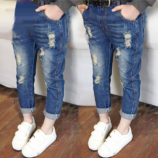 Children Children's Casual Loose Hole Jeans